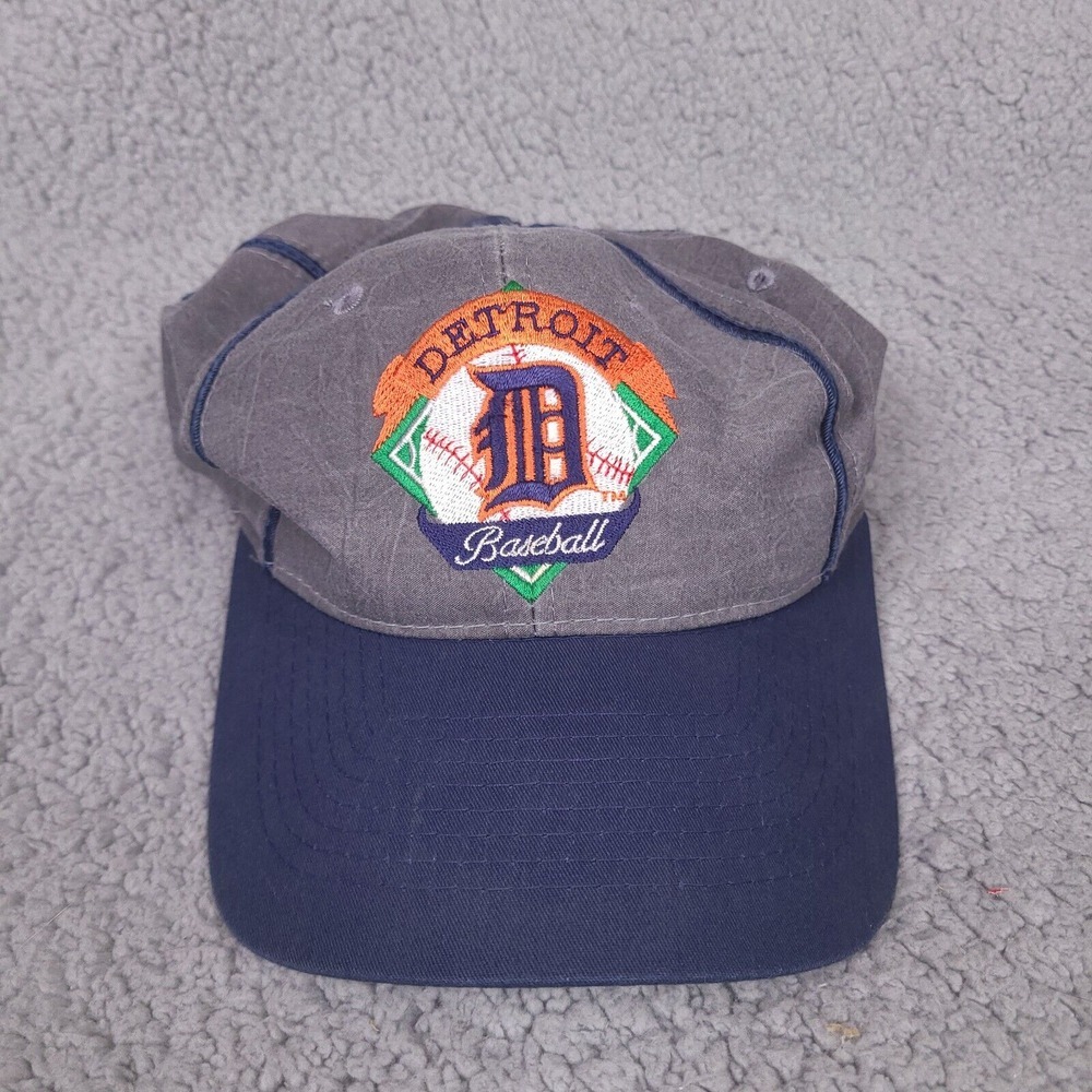 Vintage Detroit Tigers Hat Cap Snap Back The Game Baseball MLB Gray Blue